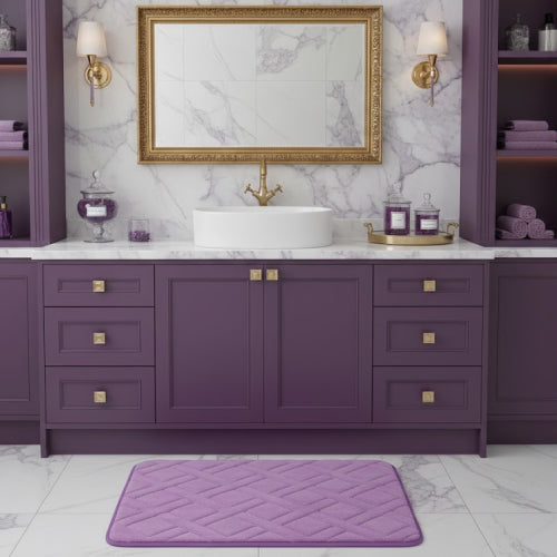 Tapis de bain graphique lavabo  violet 