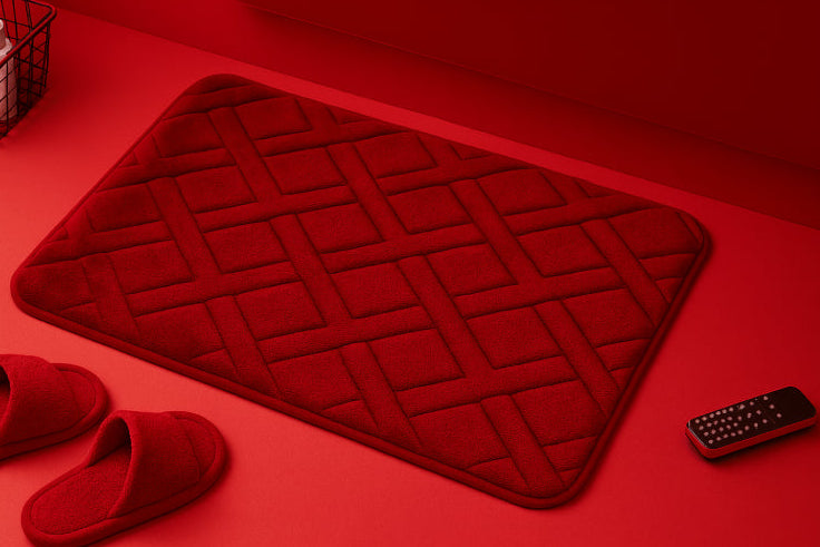 Tapis de bain graphique sol rouge 