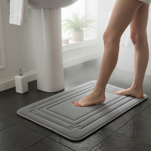 Tapis de bain gris perle  lavabo 