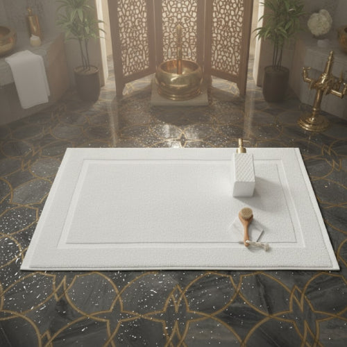Tapis de bain hammam  blanc sol 