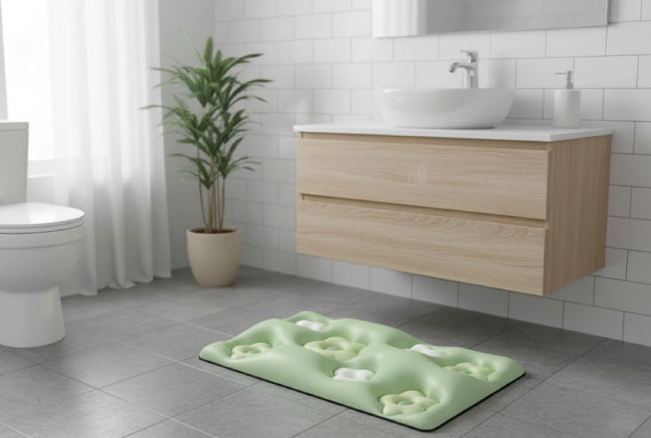 Tapis de bain humoristique fleurs 