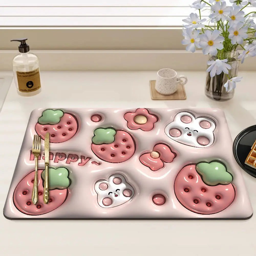 Tapis de bain humoristique motif fraise