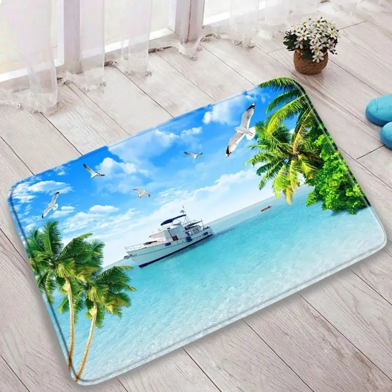 Tapis de bain imprimé bateau