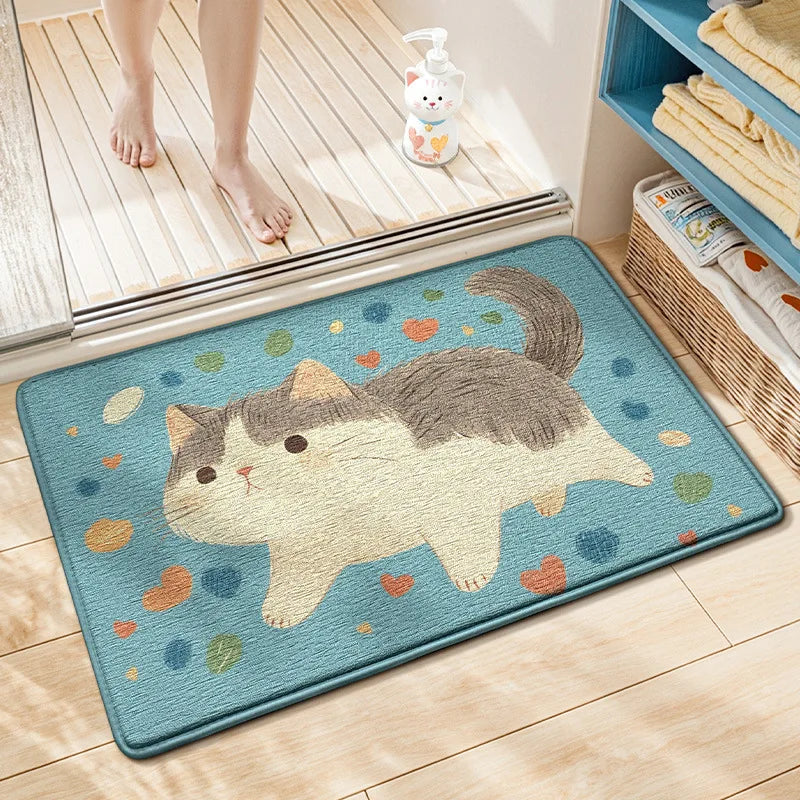 Tapis de bain imprimé chat