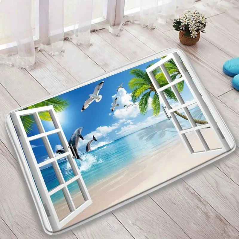 Tapis de bain imprimé fenêtre