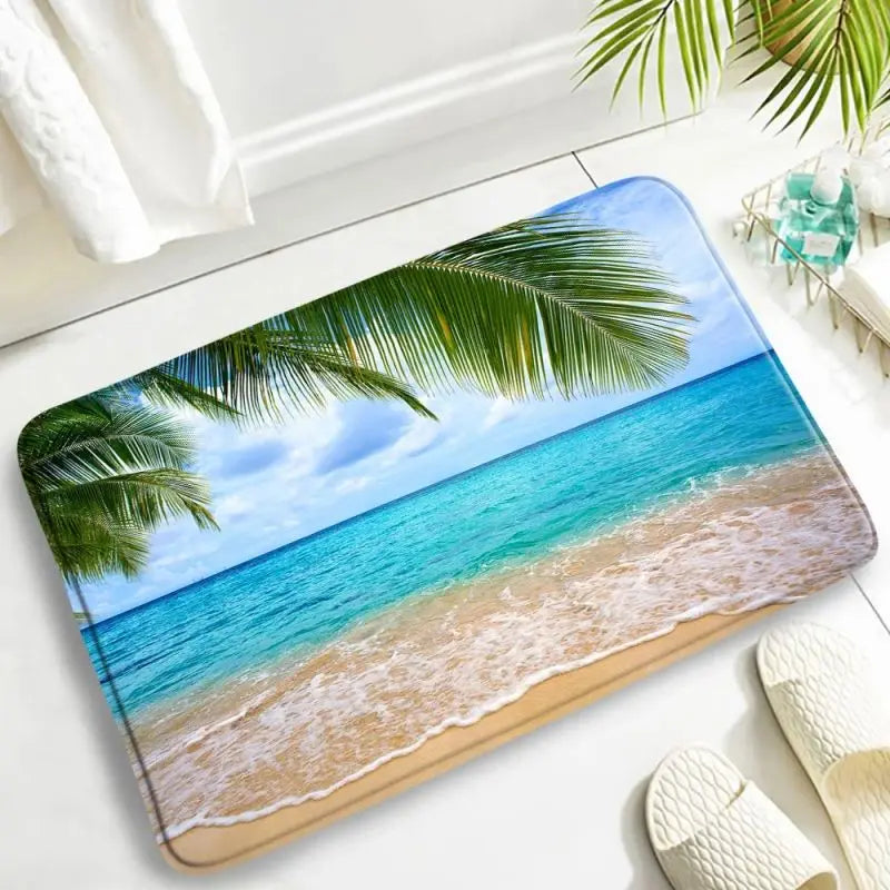 Tapis de bain imprimé plante