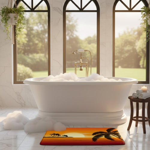 Tapis de bain imprimé  soleil jaune