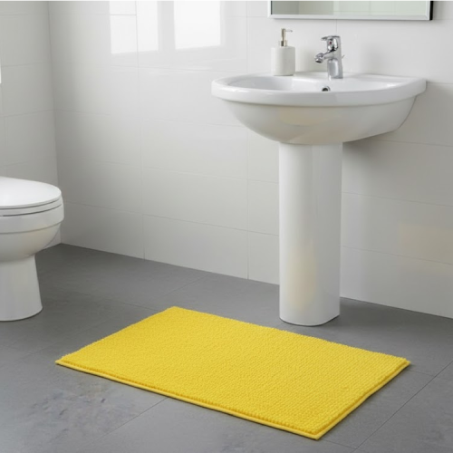 Tapis de bain jaune citron  lavabo 