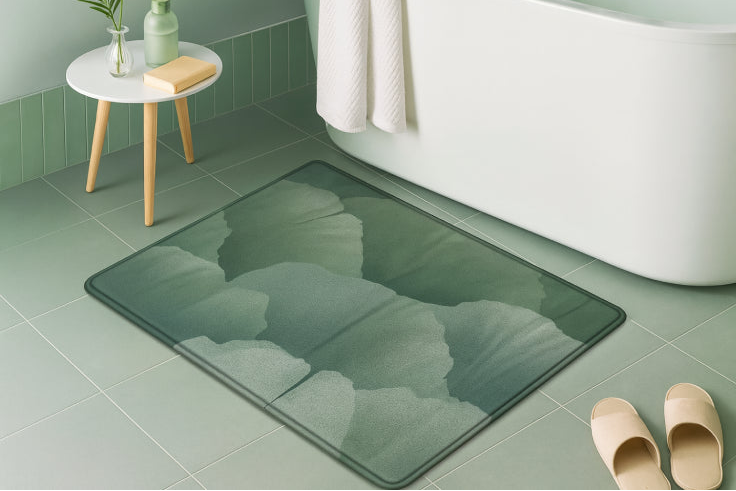 Tapis de bain élégant imprimé feuilles baignoire 