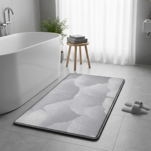 Tapis de bain élégant imprimé feuilles douche 
