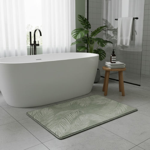 Tapis de bain élégant imprimé feuilles plante 