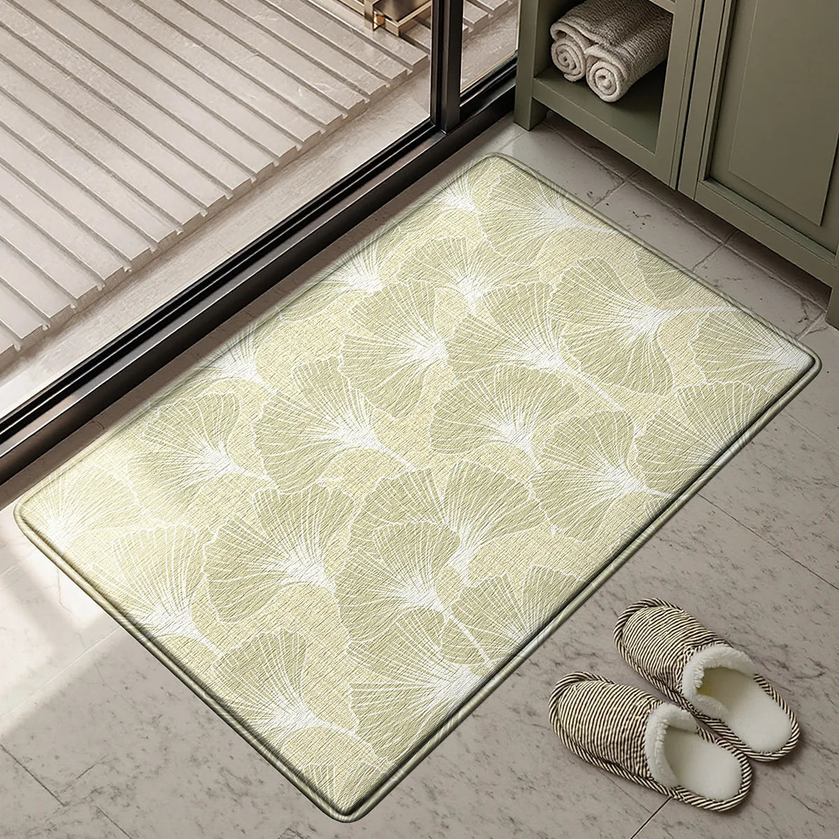 Tapis de bain élégant imprimé  jaune