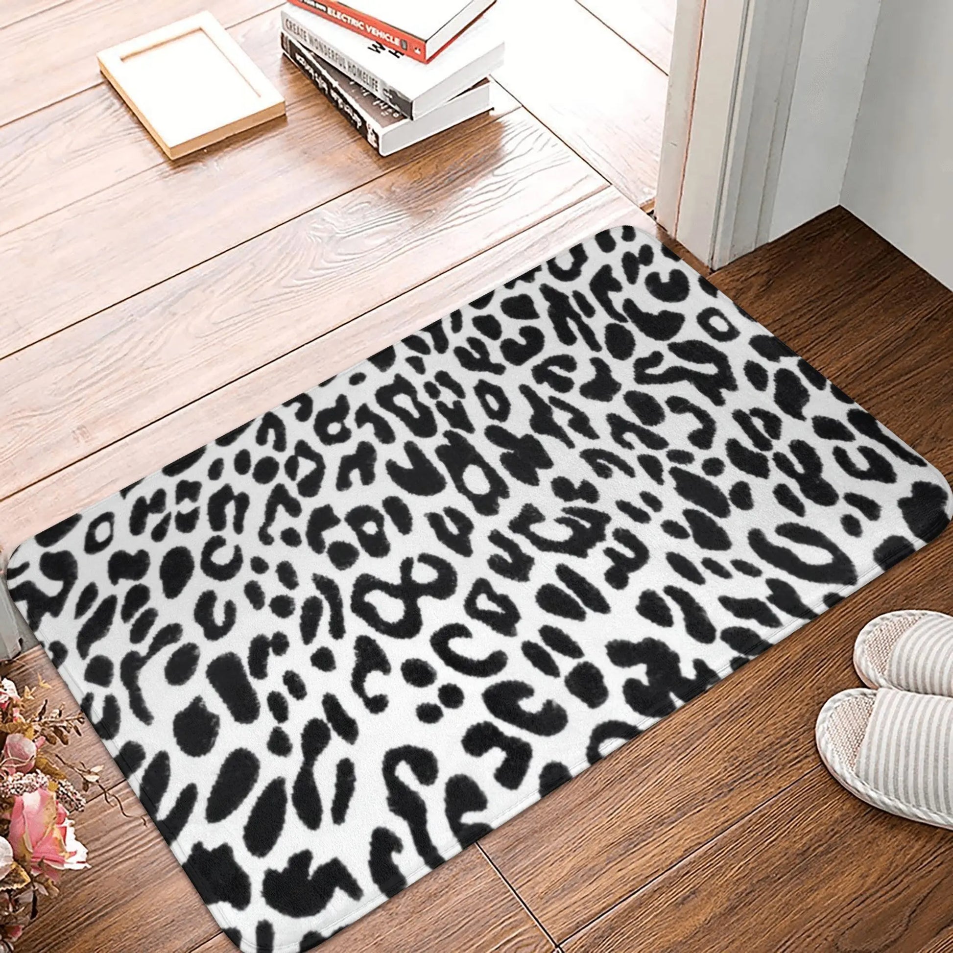 Tapis de bain léopard  blanc