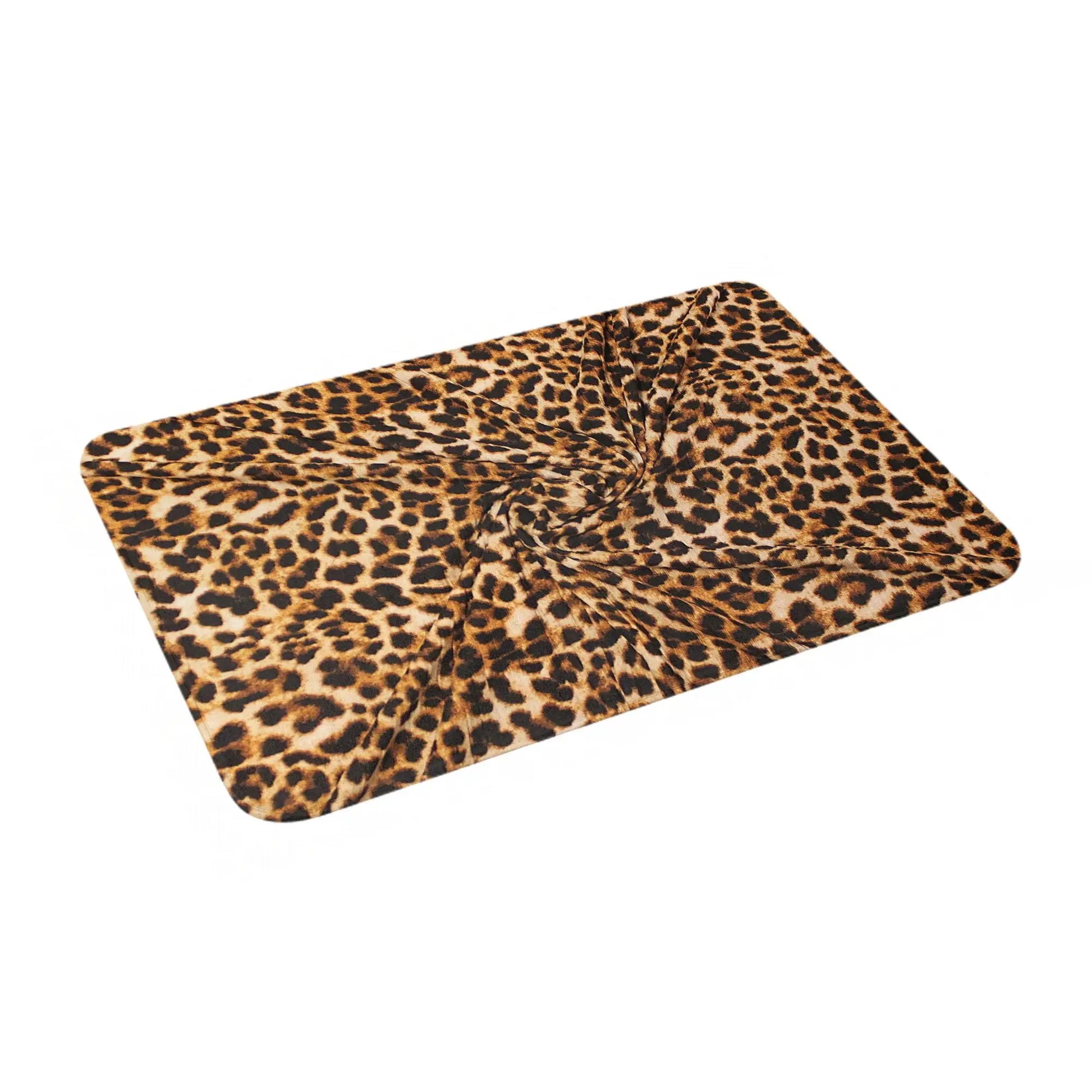 Tapis de bain léopard fond blanc
