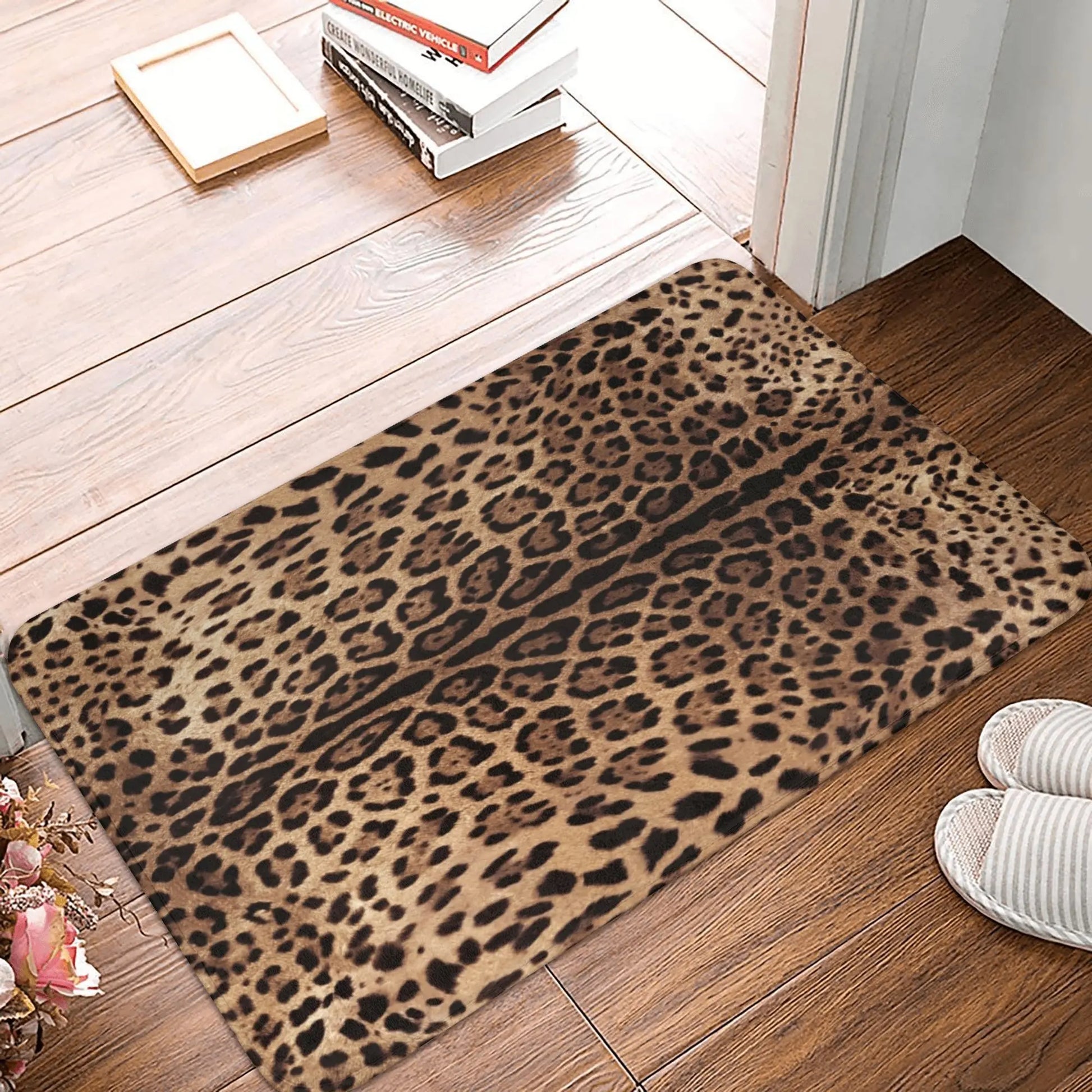 Tapis de bain léopard  fourrure