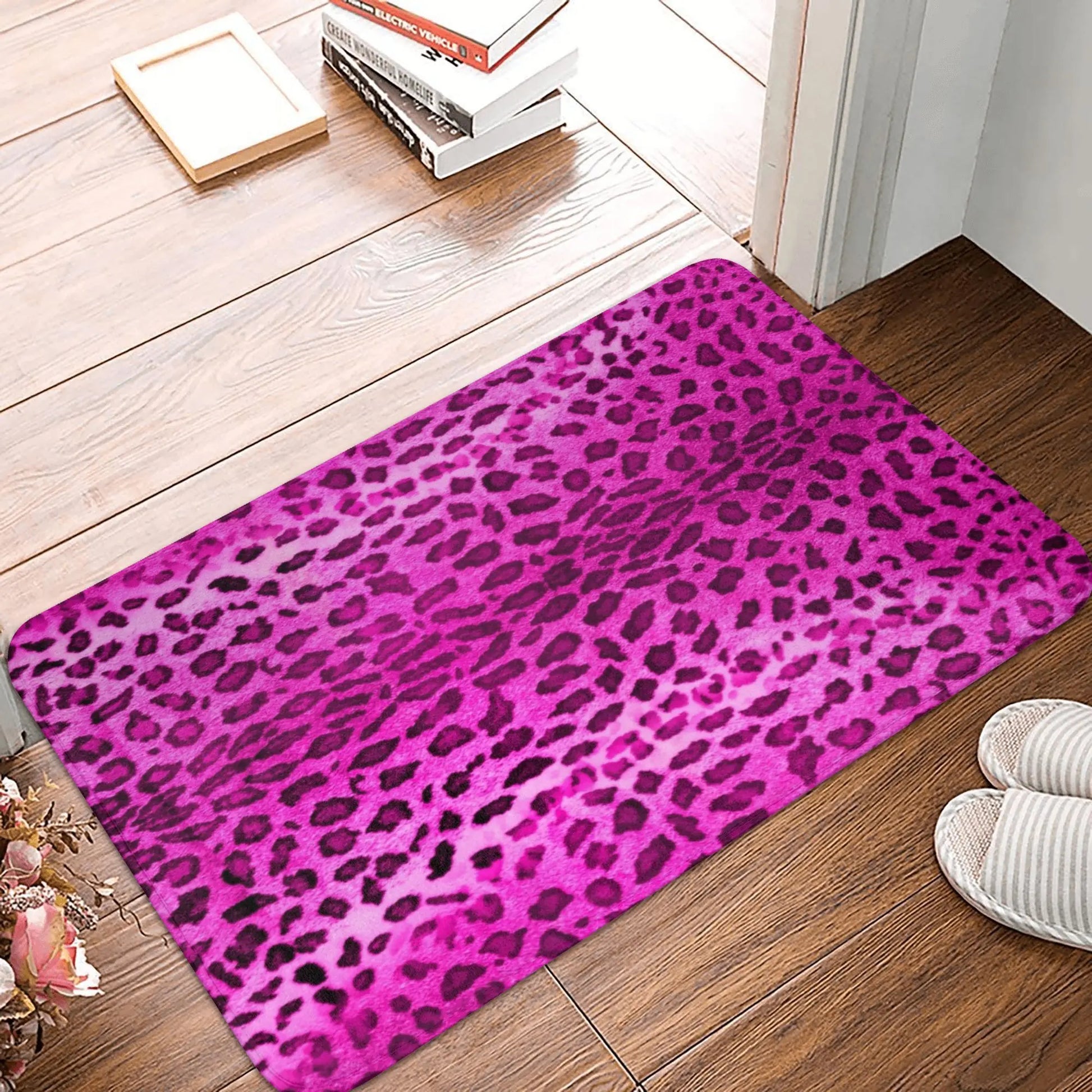 Tapis de bain léopard  rose