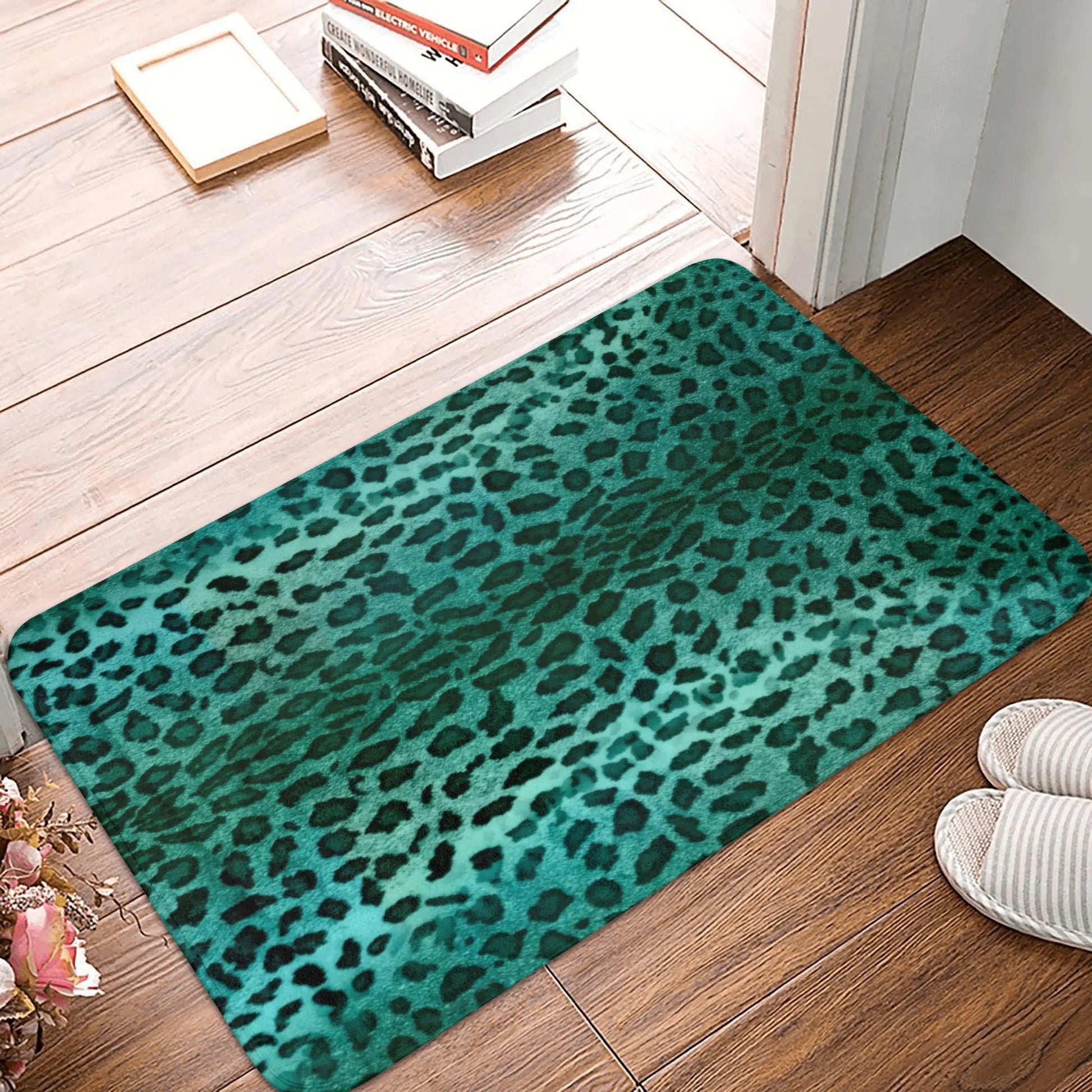 Tapis de bain léopard  vert