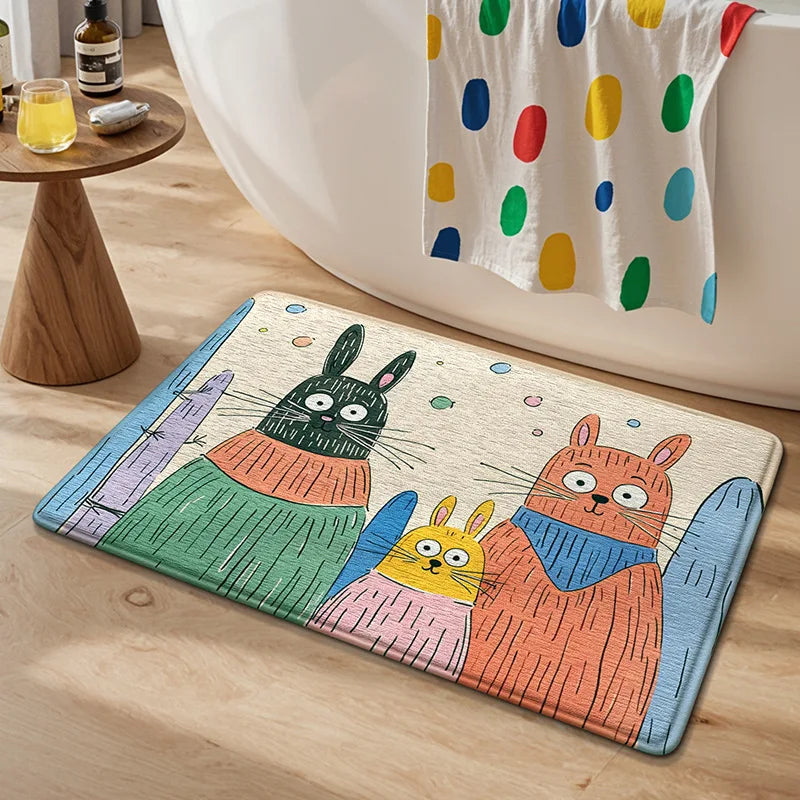 Tapis de bain lapin dessin animé orange 