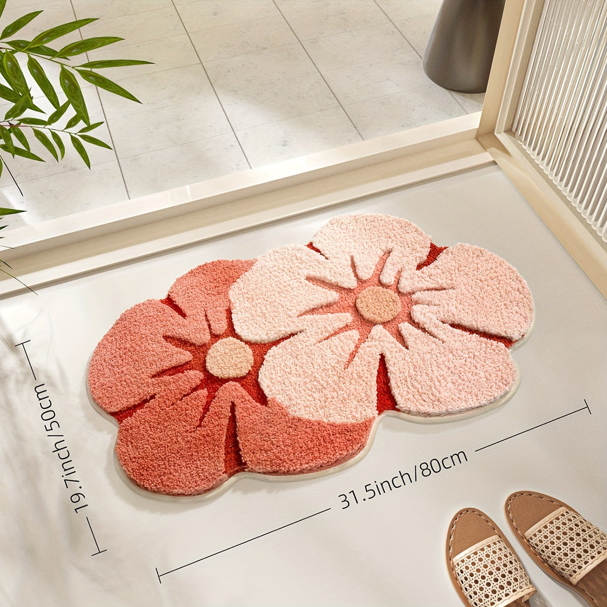 Tapis de bain les deux roses 80 cm 