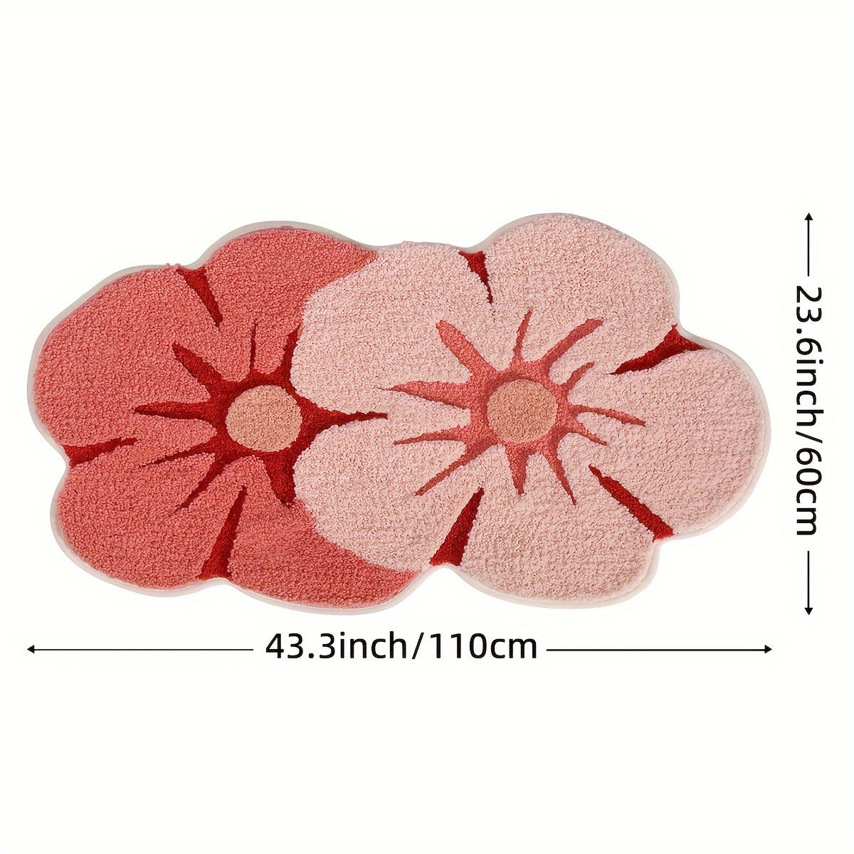 Tapis de bain les deux roses fond blanc 
