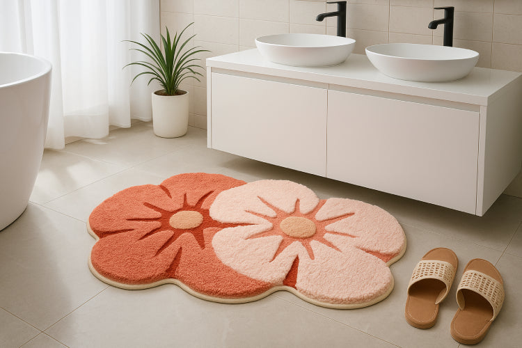 Tapis de bain les deux roses lavabo 