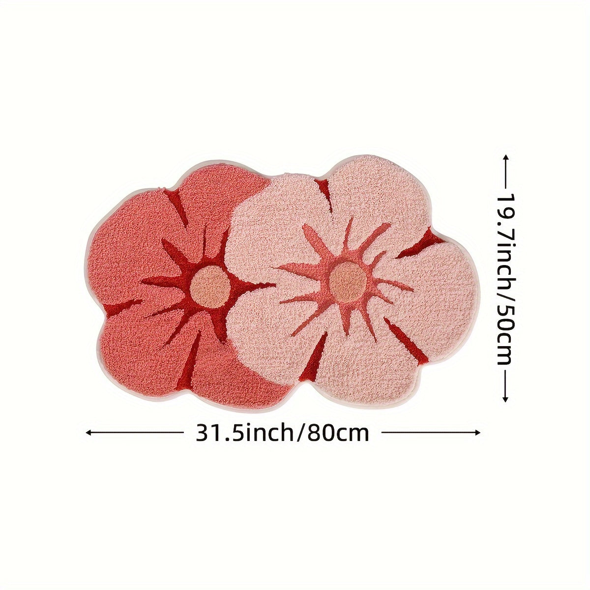 Tapis de bain les deux roses taille 80 cm 