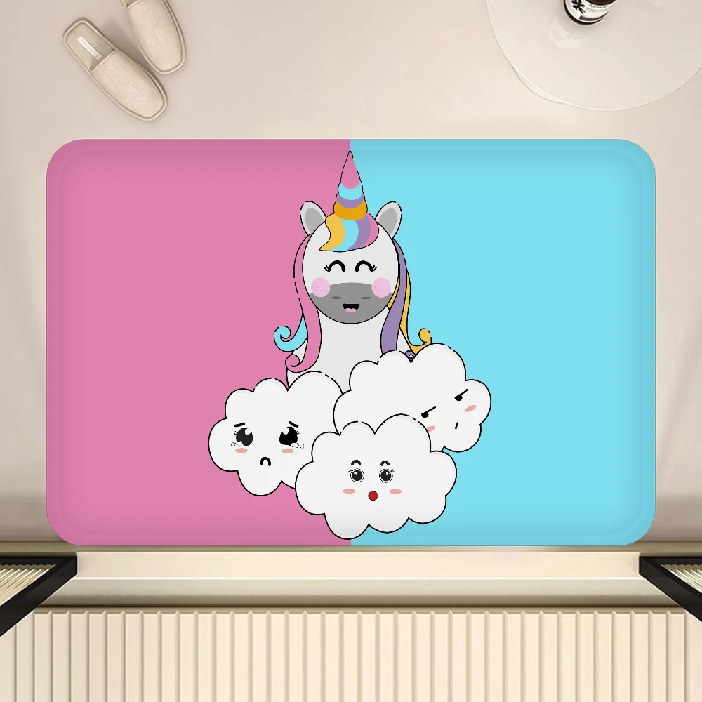 Tapis de bain licorne  rose bleu