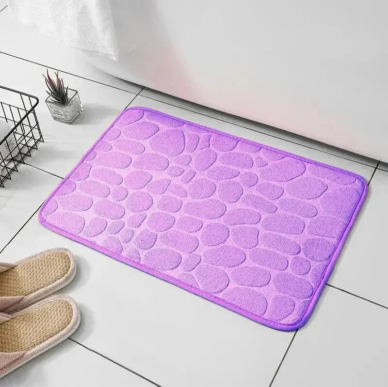 Tapis de bain mémoire de forme galet sol