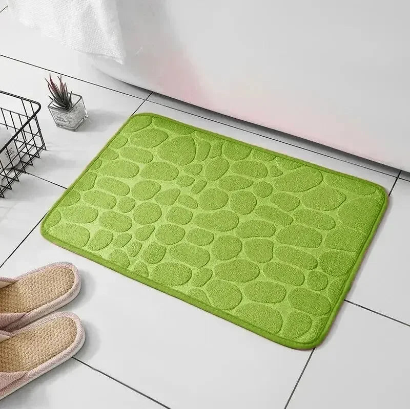 Tapis de bain mémoire de forme galet vert