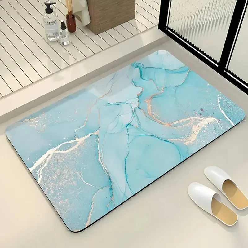 Tapis de bain marbre bleu