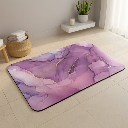 Tapis de bain marbre  doré violet 