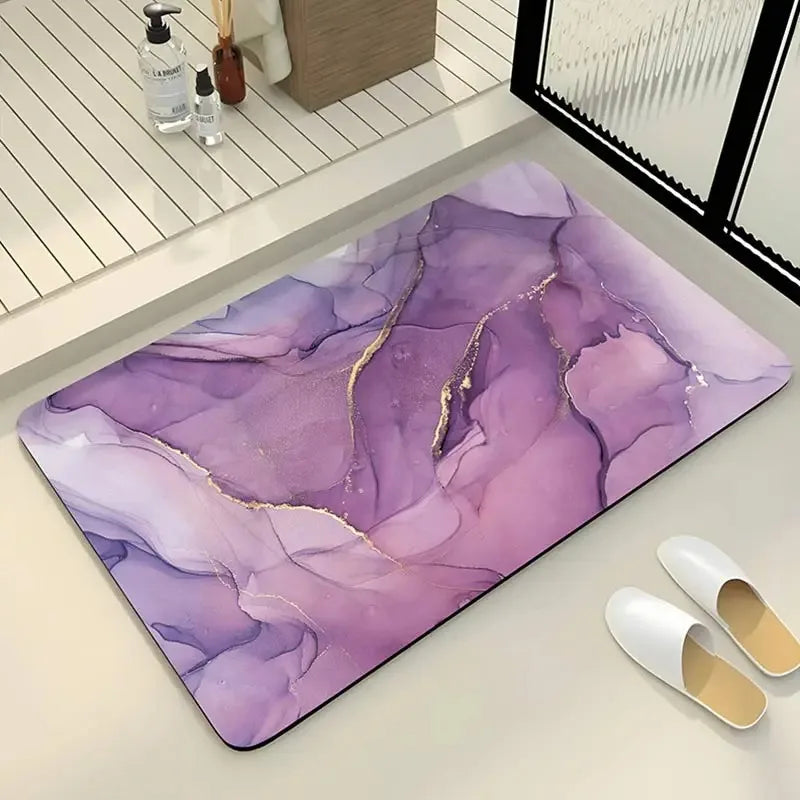 Tapis de bain marbre violet clair