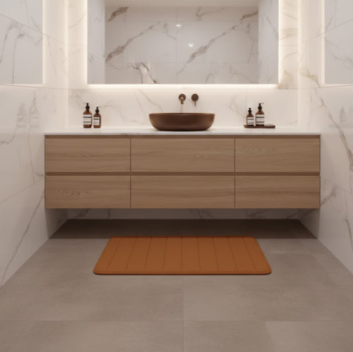 Tapis de bain marron absorbant  lavabo 