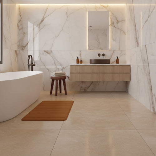 Tapis de bain marron absorbant  sol 