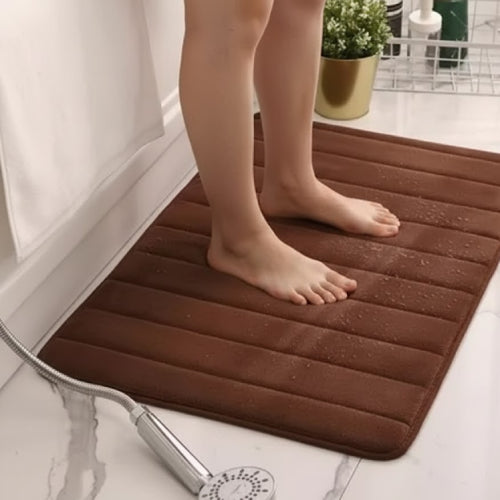 Tapis de bain marron chocolat eau 