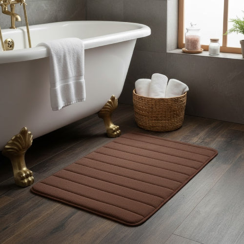 Tapis de bain marron chocolat panier 
