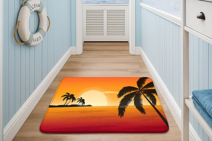 Tapis de bain mer palmiers