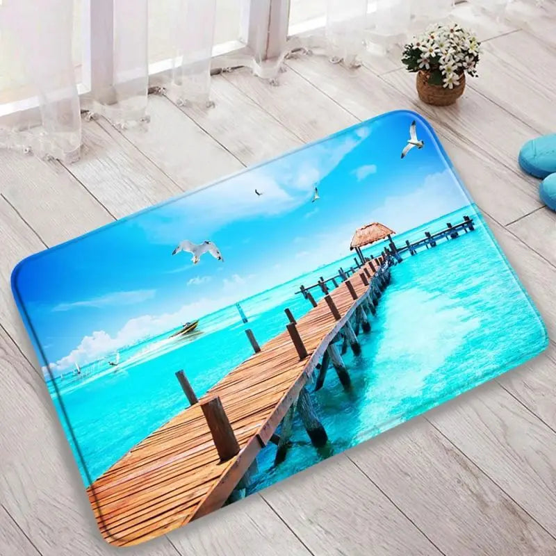 Tapis de bain mer paysage