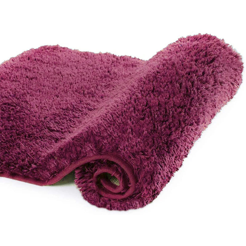 Tapis de bain moelleux bordeaux