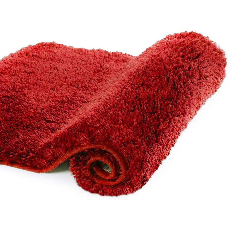 Tapis de bain moelleux rouge