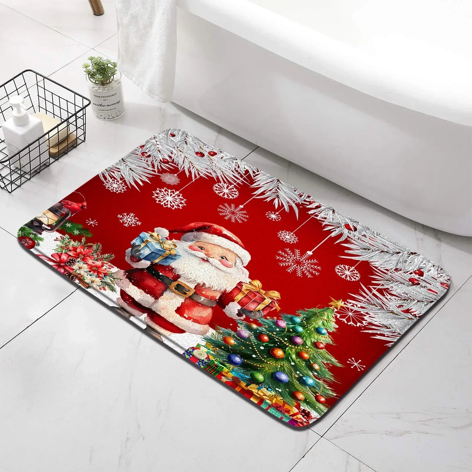 Tapis de bain noël baignoire