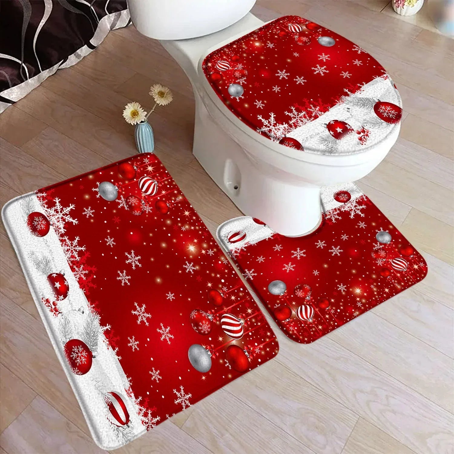 Tapis de bain noël blanc