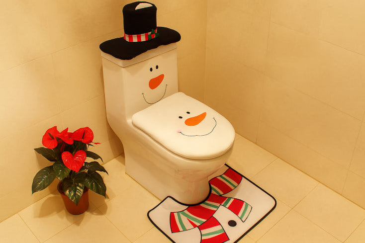 Tapis de bain noël et housse de toilette  plante 