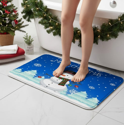 Tapis de bain noël  neige blanc