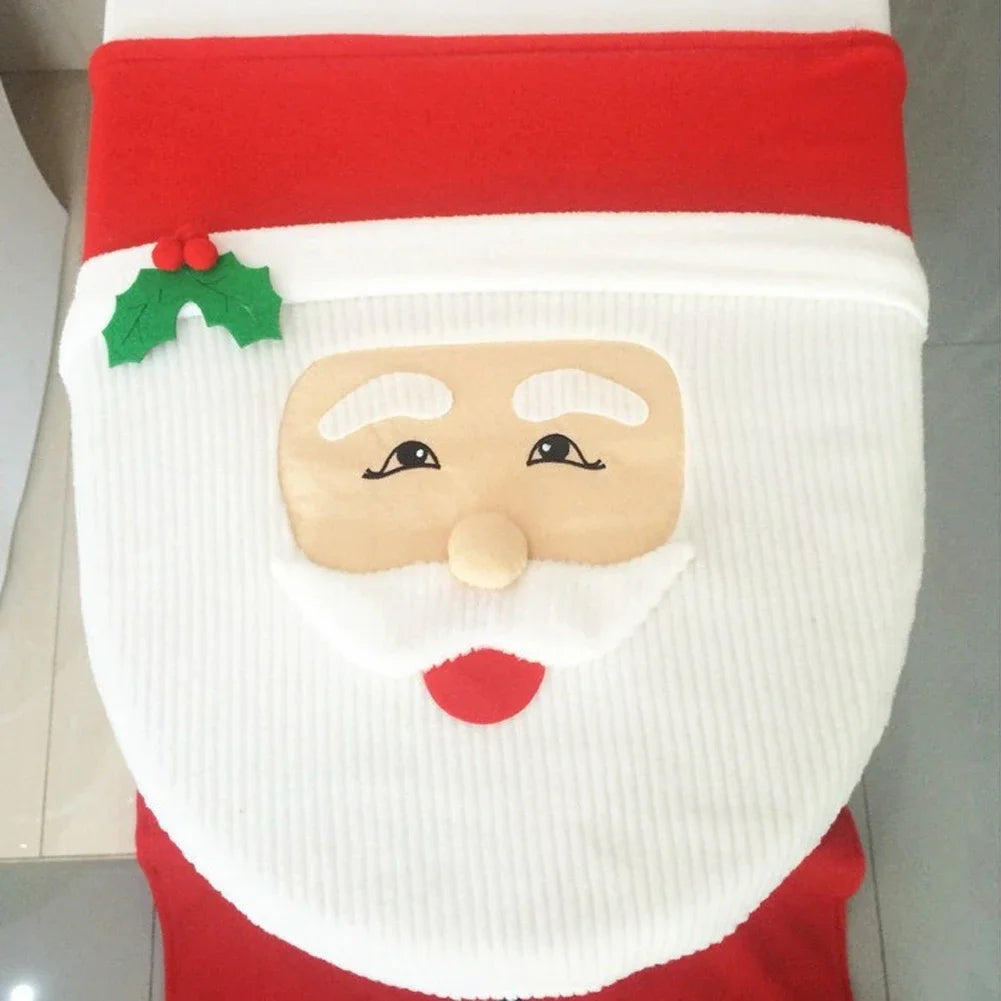 Tapis de bain noel et housse de toilette barbe 