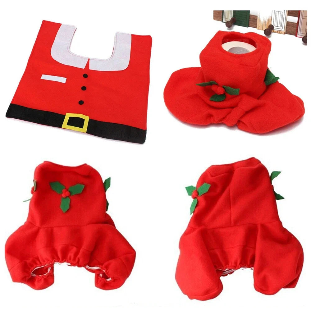 Tapis de bain noel et housse de toilette chapeau 