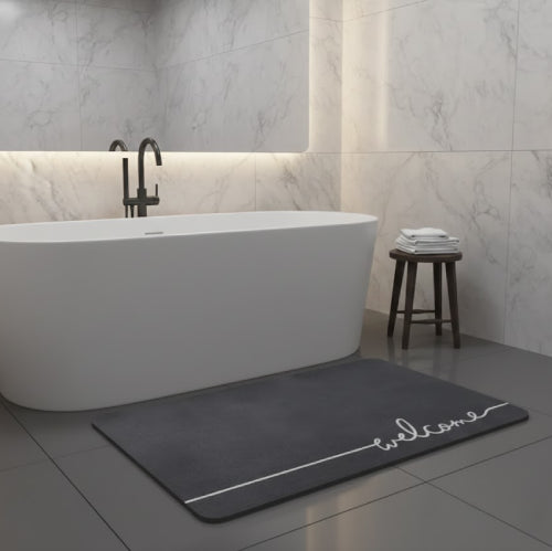 Tapis de bain noir design baignoire 