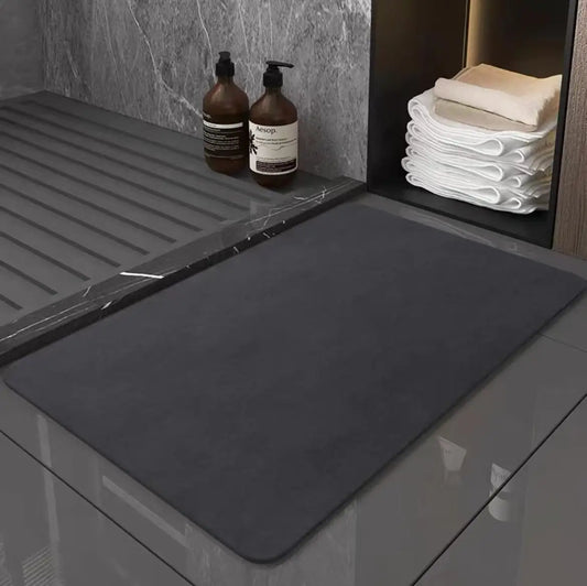 Tapis de bain noir design gris foncé