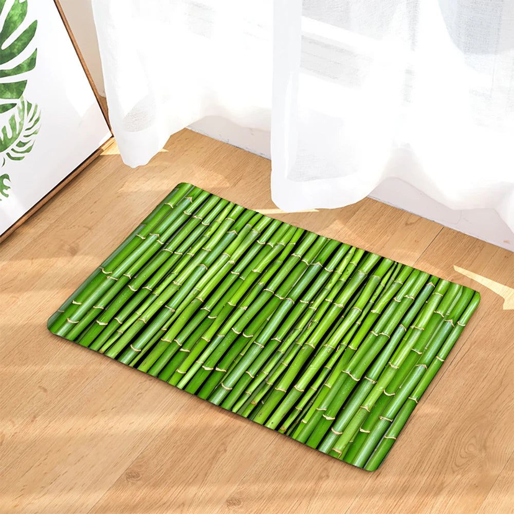 Tapis de bain orchidée bambou vert