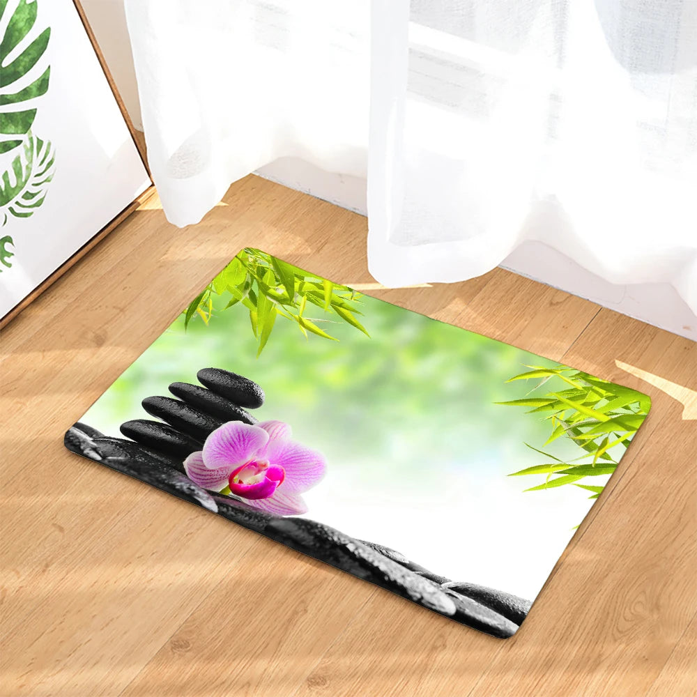 Tapis de bain orchidée pierre